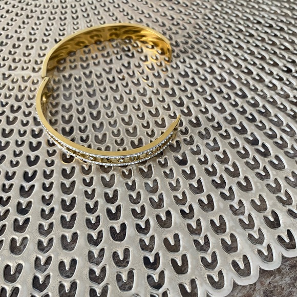 Vintage stainless steel crystal sparkle slide clasp bracelet 7 inches - Picture 2 of 6